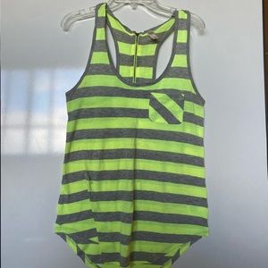 Grey and neon yellow striped tanktop